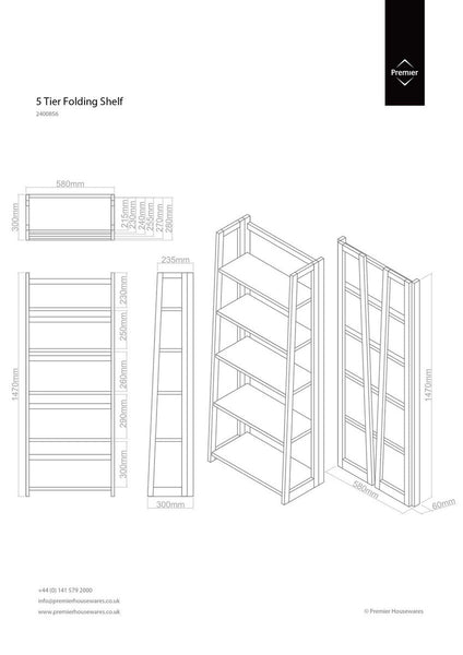 Heva 5 Tier Tropical Hevea Wood Shelf Unit