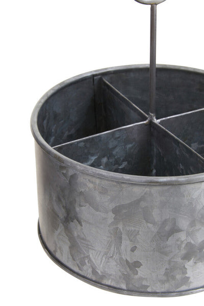 Drummond Galvanised Steel 4 Compartment Round Cutlery Caddy