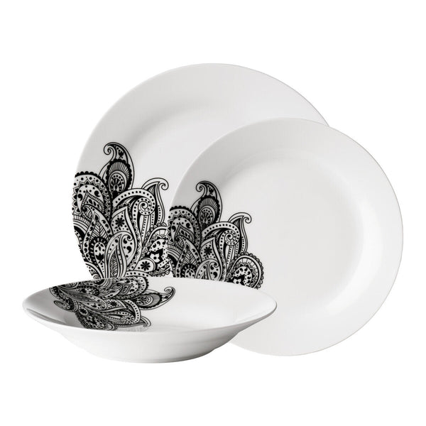 Avie Prince 12 Piece Black Dinner Set