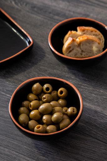 Calisto Black Glazed Terracotta Set of 2 Small Bowls