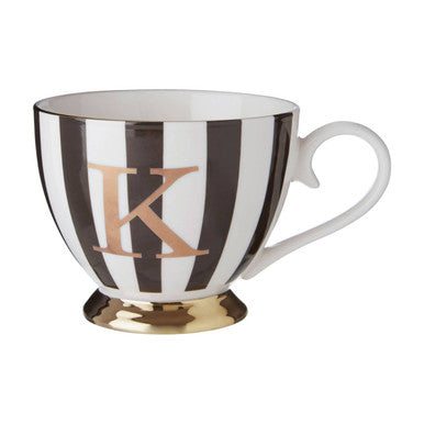Duchess Black and White Monogram Mug, K