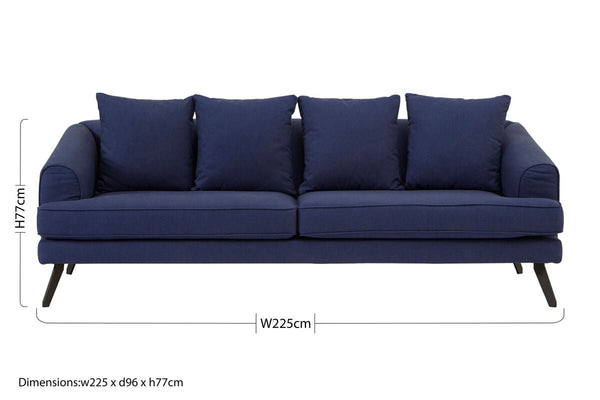 Mylo 3 Seater Navy Fabric Sofa
