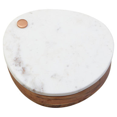 Monzaro White Marble And Wood Cheese Knife And Board Set