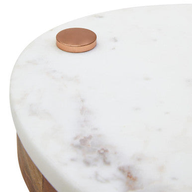 Monzaro White Marble And Wood Cheese Knife And Board Set