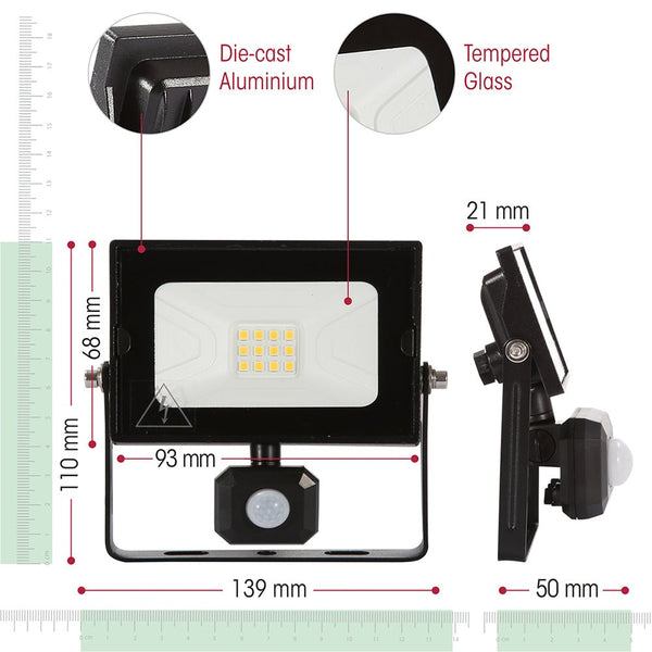 Pegasus Flood Light with PIR Motion Sensor 4000K Cool White IP65