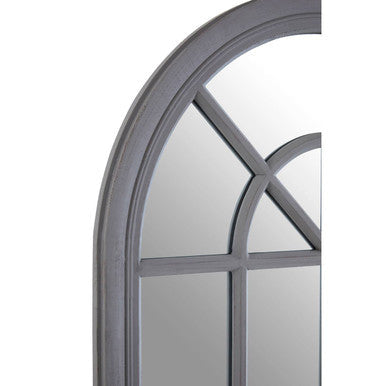 Hawthorne Antique Grey Arched Window Wall Mirror