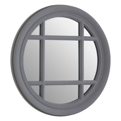 Hawthorne Antique Grey Round Wall Mirror
