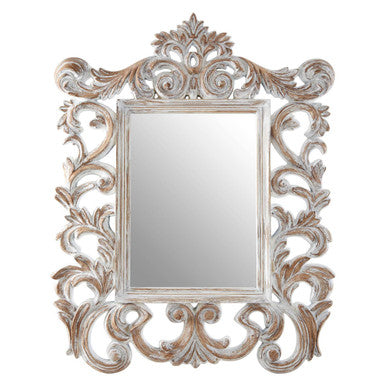 Caracci Antique Grey Fleur-De-Lis Wall Mirror