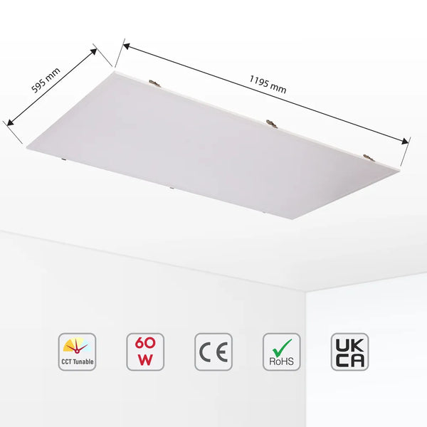 1200x600 Luminous Switch 3CCT LED Panel Light 2x4ft 60W