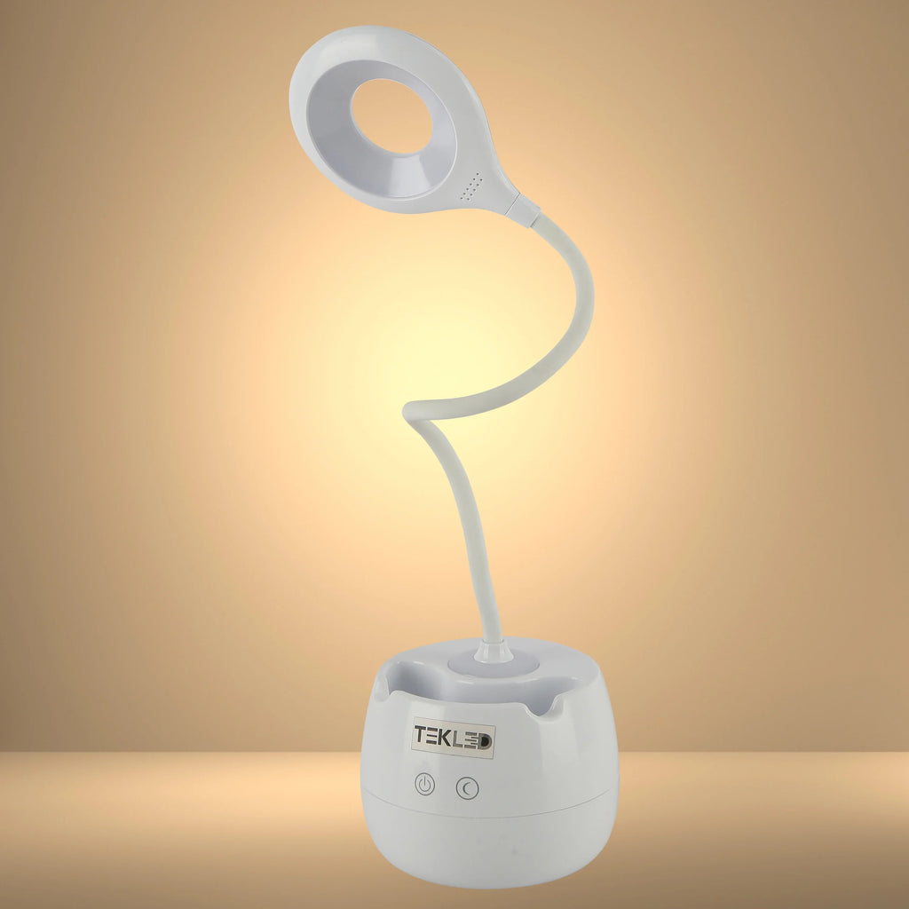 Multifunctional Rechargeable LED Ring Desk Lamp with Pencil Holder