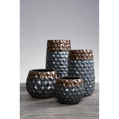 Galaxy Large Ceramic Planter with Metallic Finish