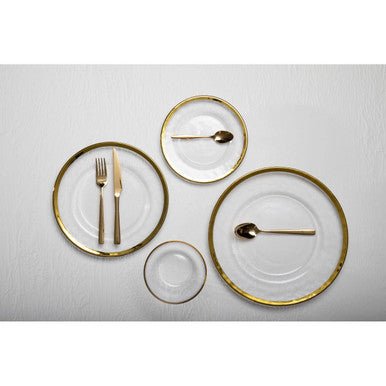 Ida Textured Glass Dinner Plate With Gold Rim