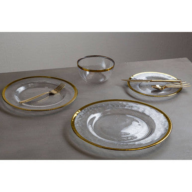 Ida Textured Glass Bowl With Gold Rim