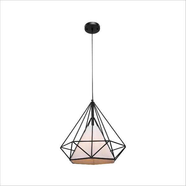 Opal Shade Wired Geometric Cage Pendant Ceiling Light