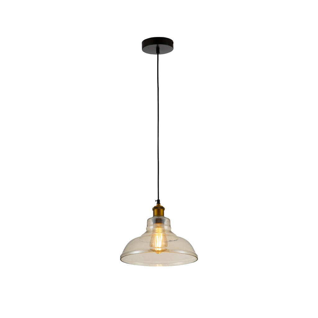 Amber Glass Cone Pendant Ceiling Light E27