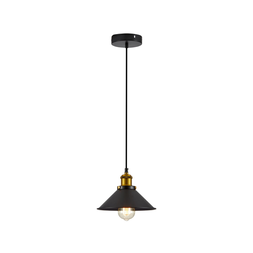 Black Metal Funnel Metal Ceiling Pendant Light E27 Fitting