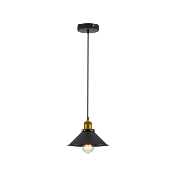 Black Metal Funnel Metal Ceiling Pendant Light E27 Fitting