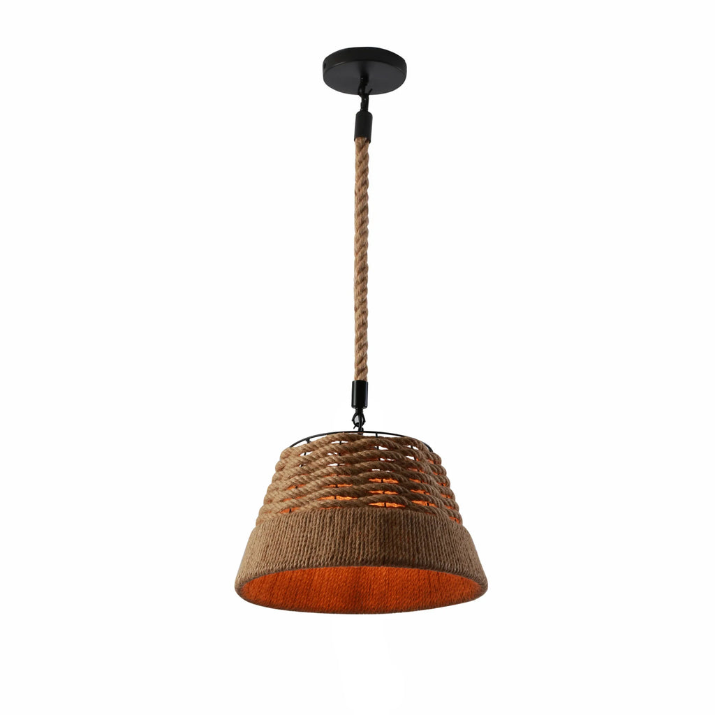 Farmhouse Rustic Metal Body Hemp Rope Shade Pendant Ceiling Light E27