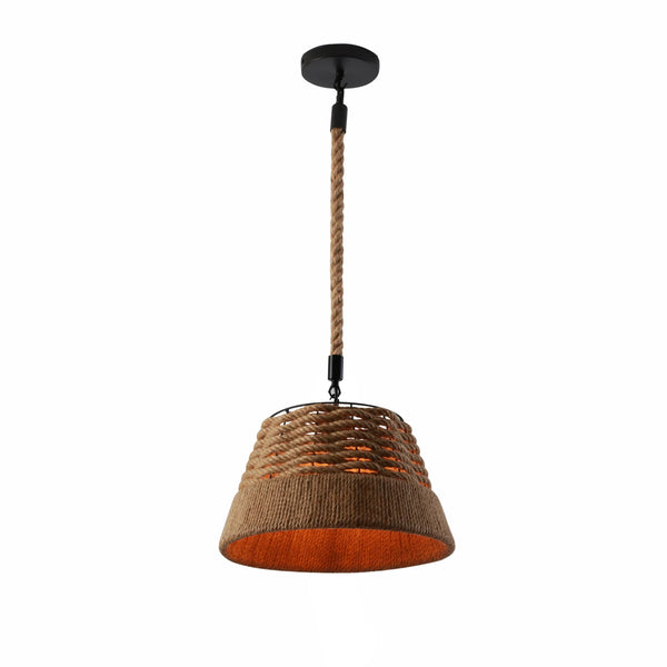 Farmhouse Rustic Metal Body Hemp Rope Shade Pendant Ceiling Light E27