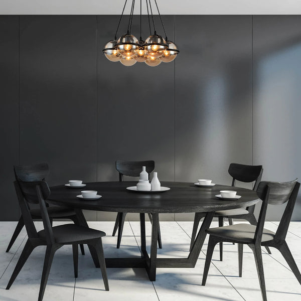 Amber Globe Glasses Daisy Modern Ceiling Light 7xE27 Fittings