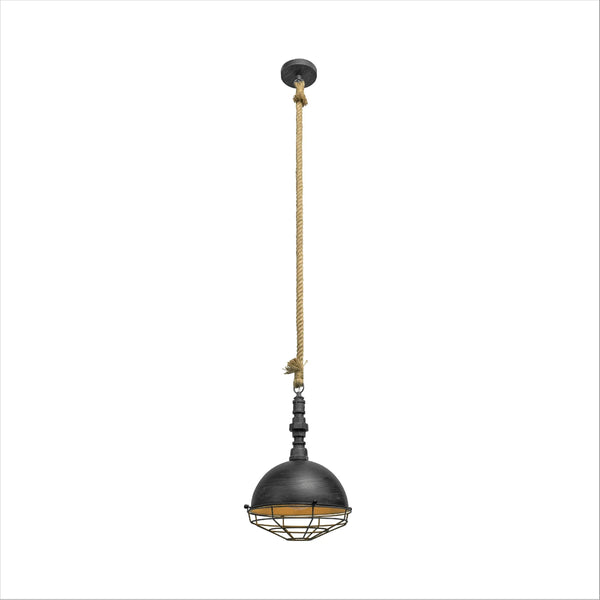 Hemp Rope Silvery Grey Metal Industrial Vintage Pendant Ceiling Light
