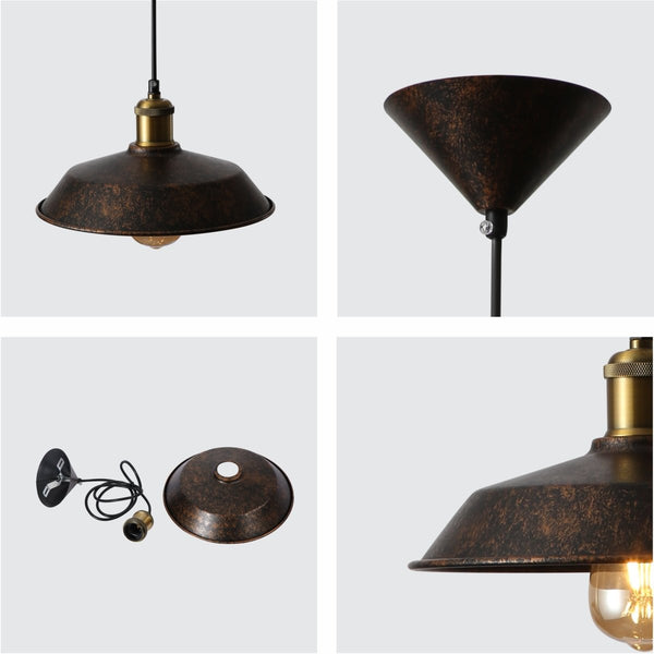 Rusty Brown Metal Step Flat Pendant Ceiling Light E27