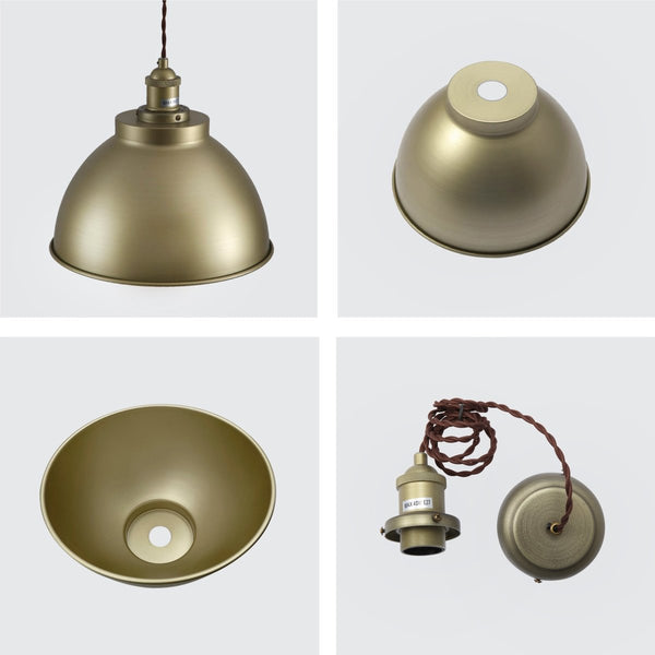Brooklyn Vintage Metal Dome Pendant Light Pewter Copper Gold Brass E27