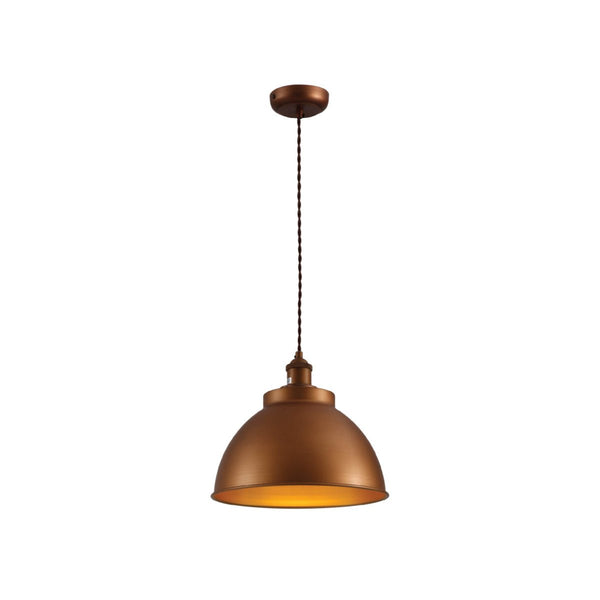 Brooklyn Vintage Metal Dome Pendant Light Pewter Copper Gold Brass E27