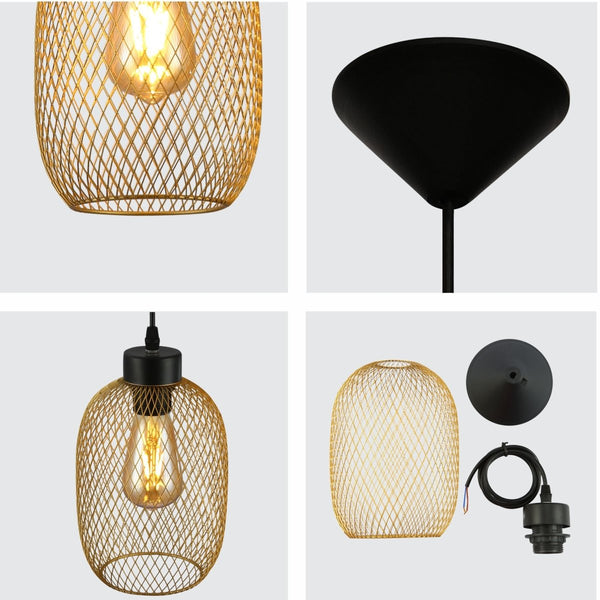 Mesh Cage Lantern Metal Pendant Ceiling Light E27