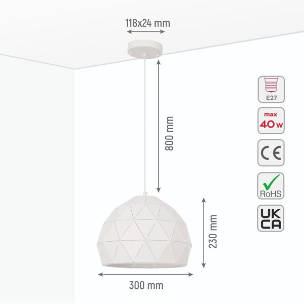 Triangle Laser Cut Metal Dome Pendant Ceiling Light E27