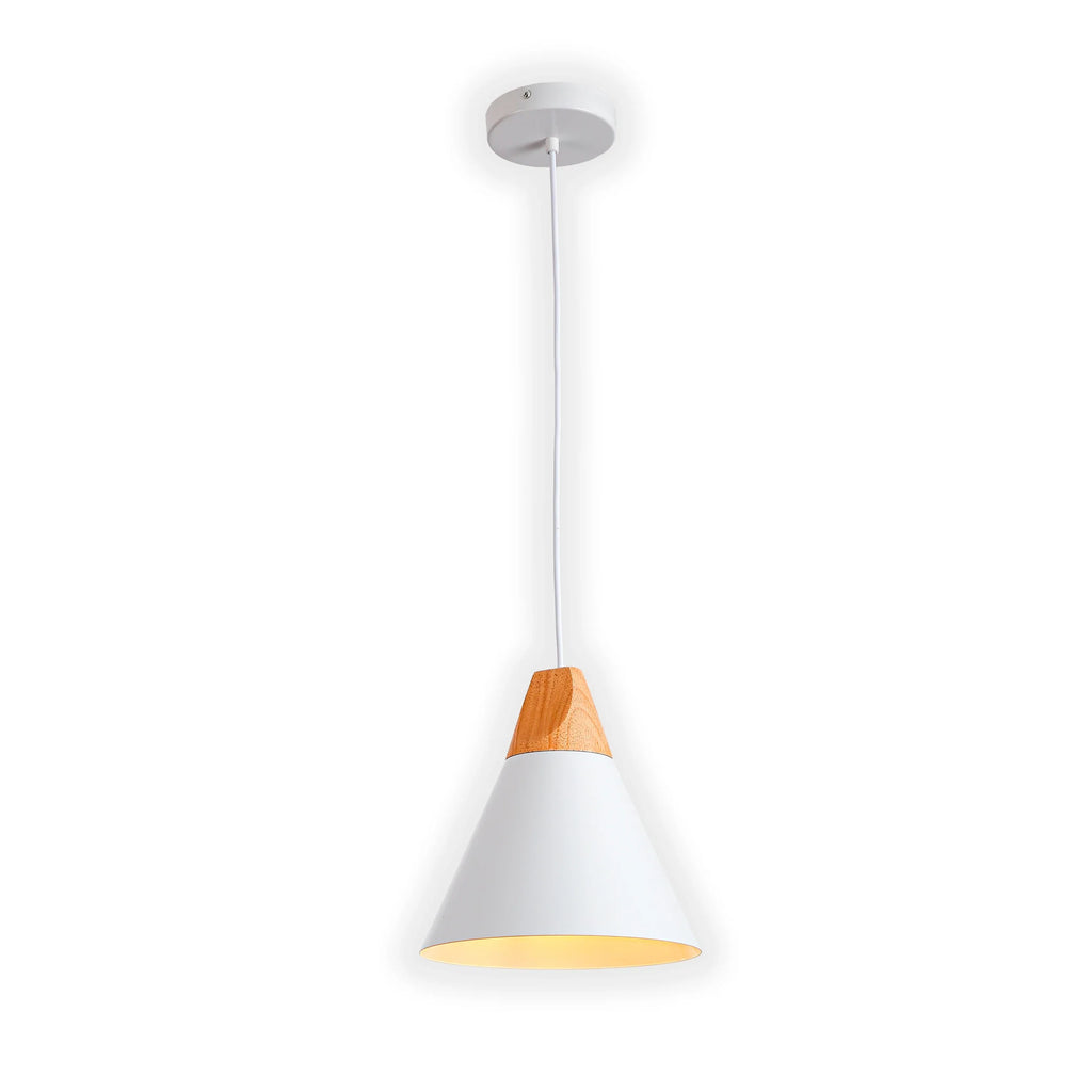 Capo Funnel Cone Flat Nordic Wood Top Designer Metal Pendant Ceiling Light E27