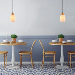 Sawyer Ribbed Fluted Reeded Maloto Lantern Opal Glass Pendant Ceiling Light E27 Wood Top