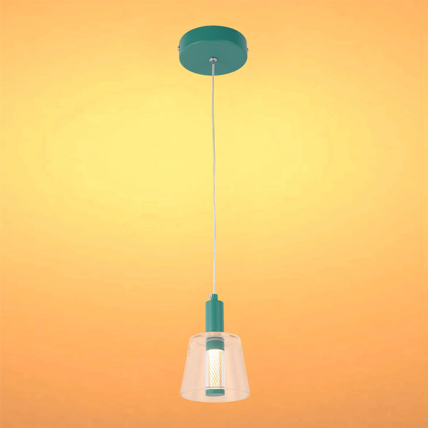 Cross-Hatch Textured Glass Pendant Light - E27 Fitting, 110mm Diameter