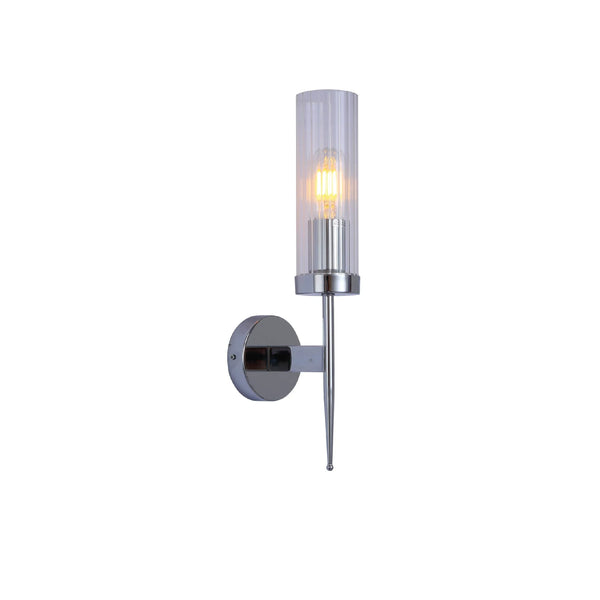 Cylinder Clear Reeded Glass Joseph Fonteyn Fluted Wall Light E27