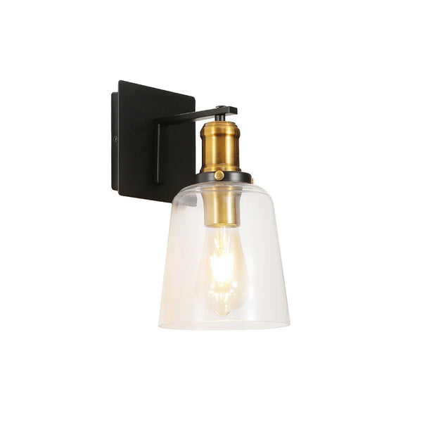 Black Body Clear Glass Cone Wall Light E27 Fitting