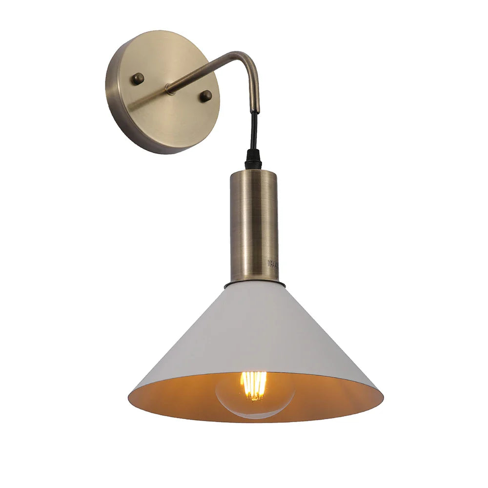 Antique Brass Metal White Black Cone Suspended Wall Light E27 Fitting