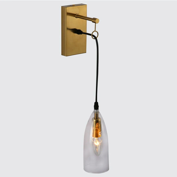 Snowdrop Clear Glass Gold Metal Pendant Wall Light E14 Fitting