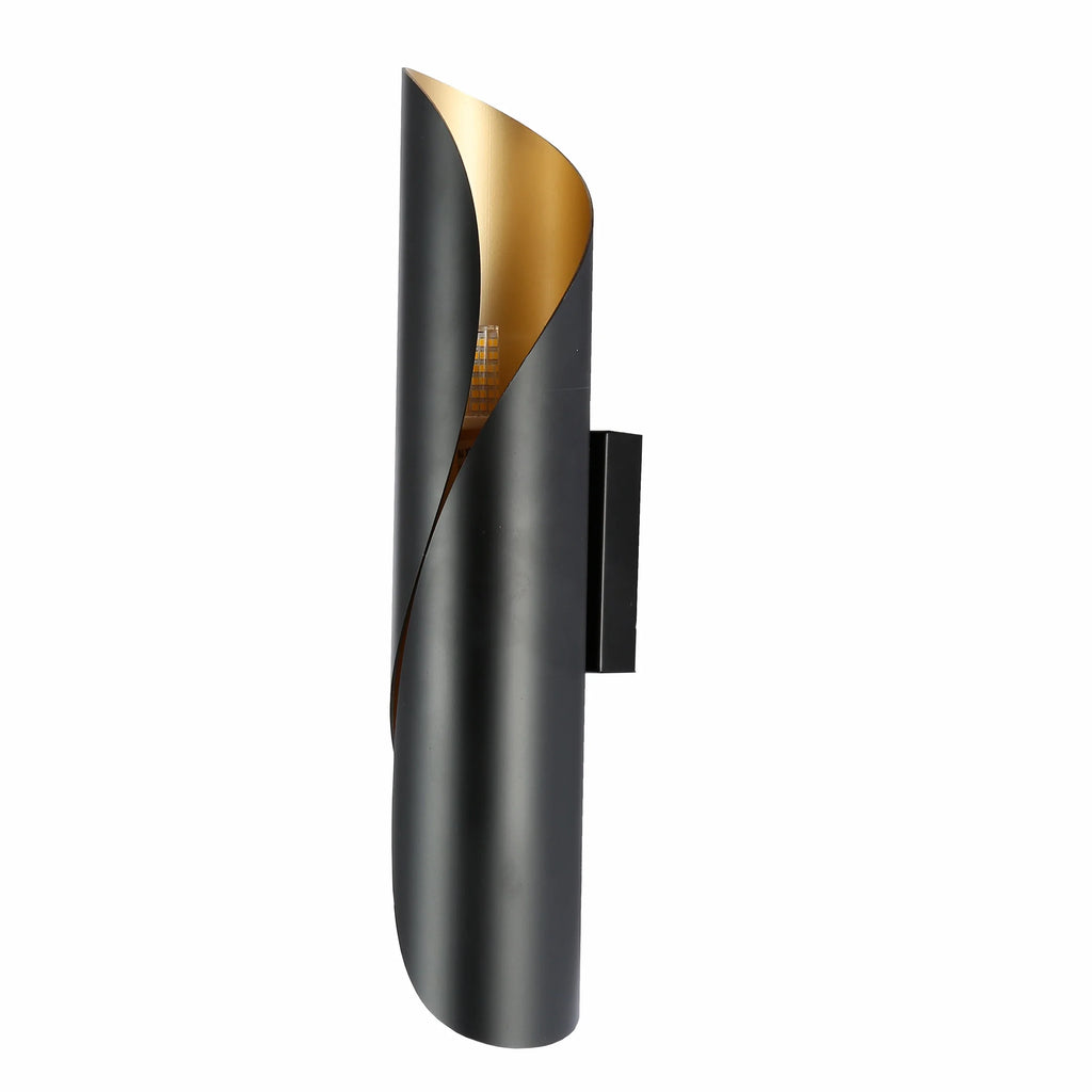 Black Gold Metal Cylinder Wall Light 2xG9 Fitting