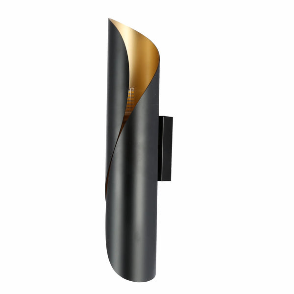 Black Gold Metal Cylinder Wall Light 2xG9 Fitting