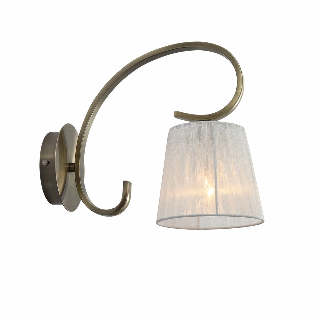 Antique Brass Metal Body Rice White(off white) Fabric Shade Lantern Vintage Traditional Retro Wall Light E27 Fitting