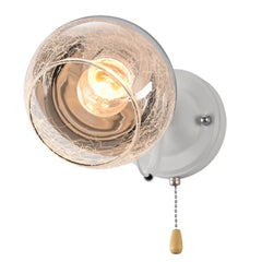 Black-Chrome | White Metal Partial Mirror Cone Glass Wall Light E27 Pull Down Switch