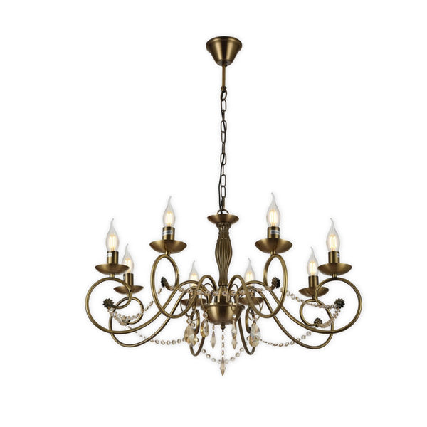 Antique Brass Finishing Metal Body French Candle Vintage Crystal Ceiling Light E14