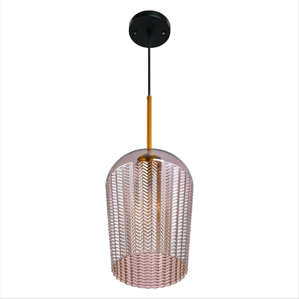 Amber Glass Chevron Schoolhouse Pendant Ceiling Light