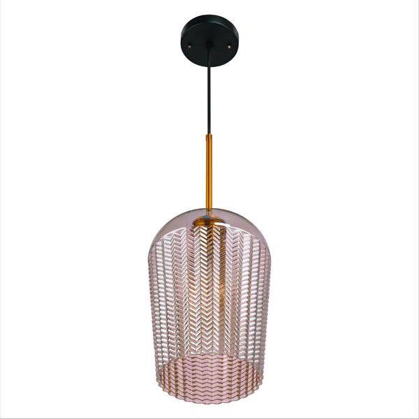 Amber Glass Chevron Schoolhouse Pendant Ceiling Light