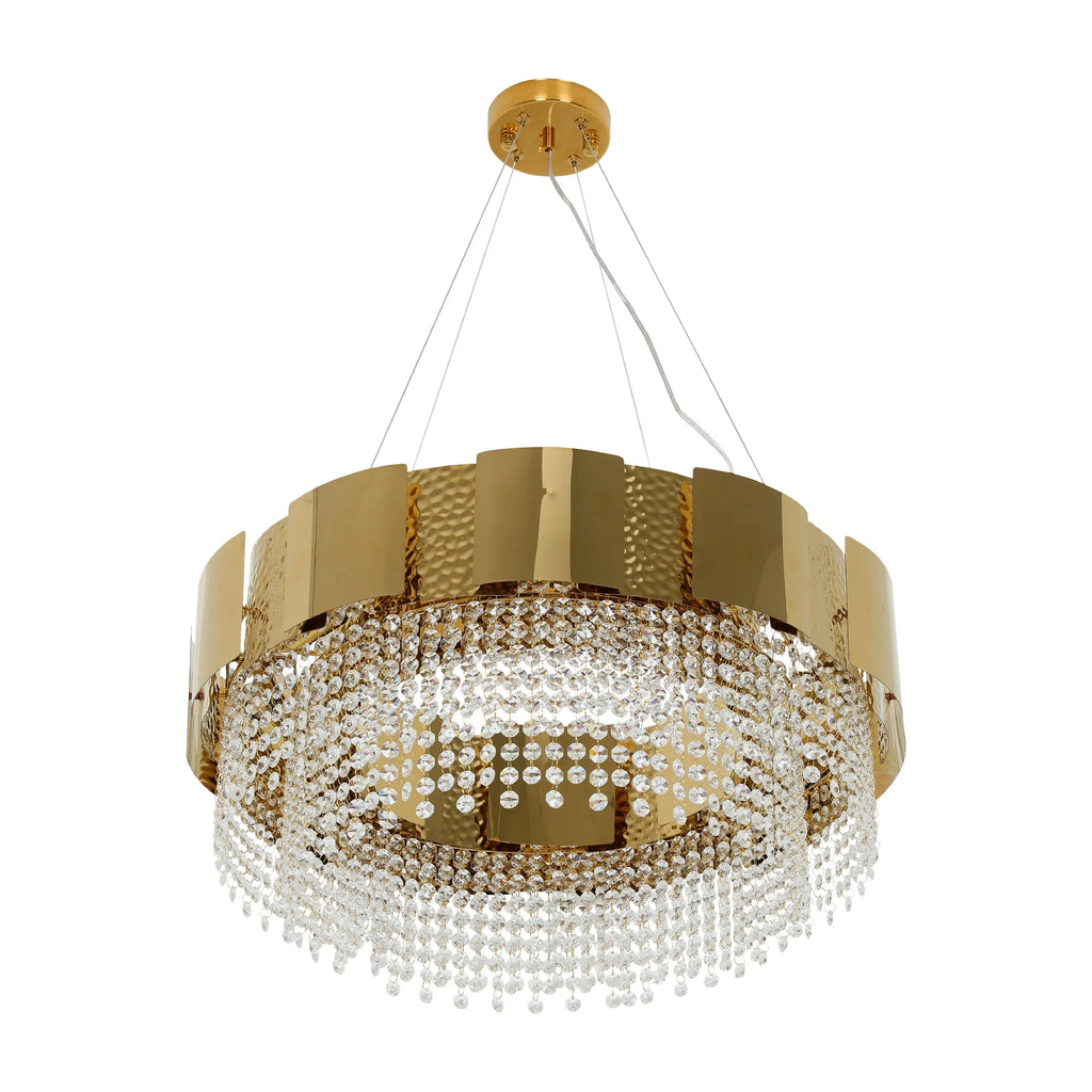 Octagon Crystal Gold Metal Kitchen Island Chandelier Ceiling Light E14