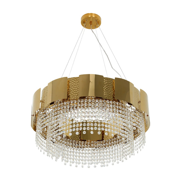 Octagon Crystal Gold Metal Kitchen Island Chandelier Ceiling Light E14