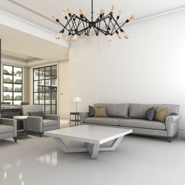 Black Hinged Rod Metal Spider Chandelier Ceiling Light E27 Fittings