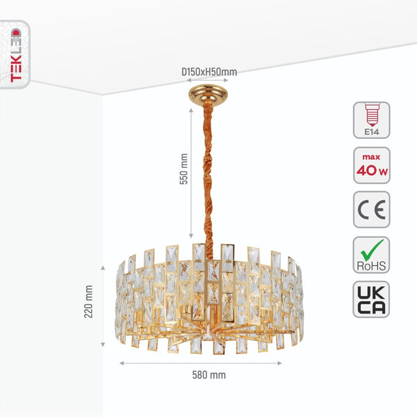 Coffin Stone Gold Metal Castle Type Chandelier Ceiling Light E14 Round or Island