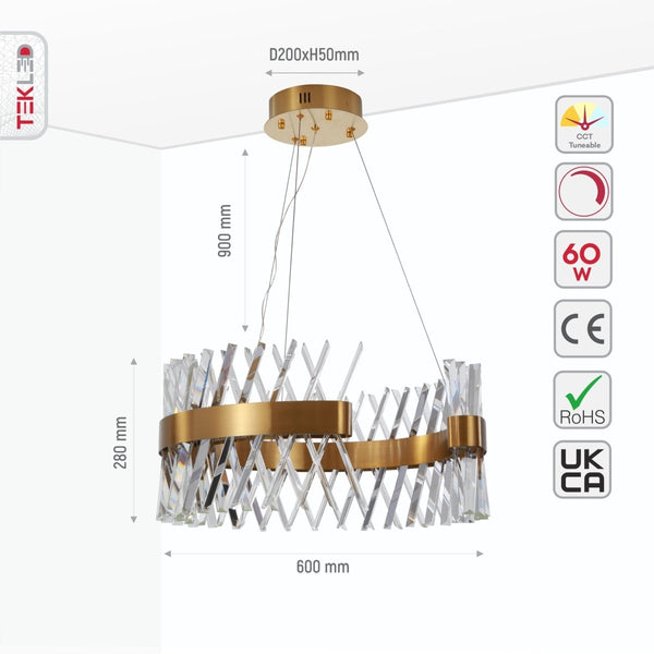Brushed Bronze Metal Crystal Built-in LED Modern Contemporary Glam Kitchen Island Chandelier Ceiling Light
