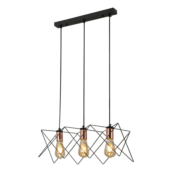 Black Metal Caged Island Chandelier Pendant Ceiling Light E27